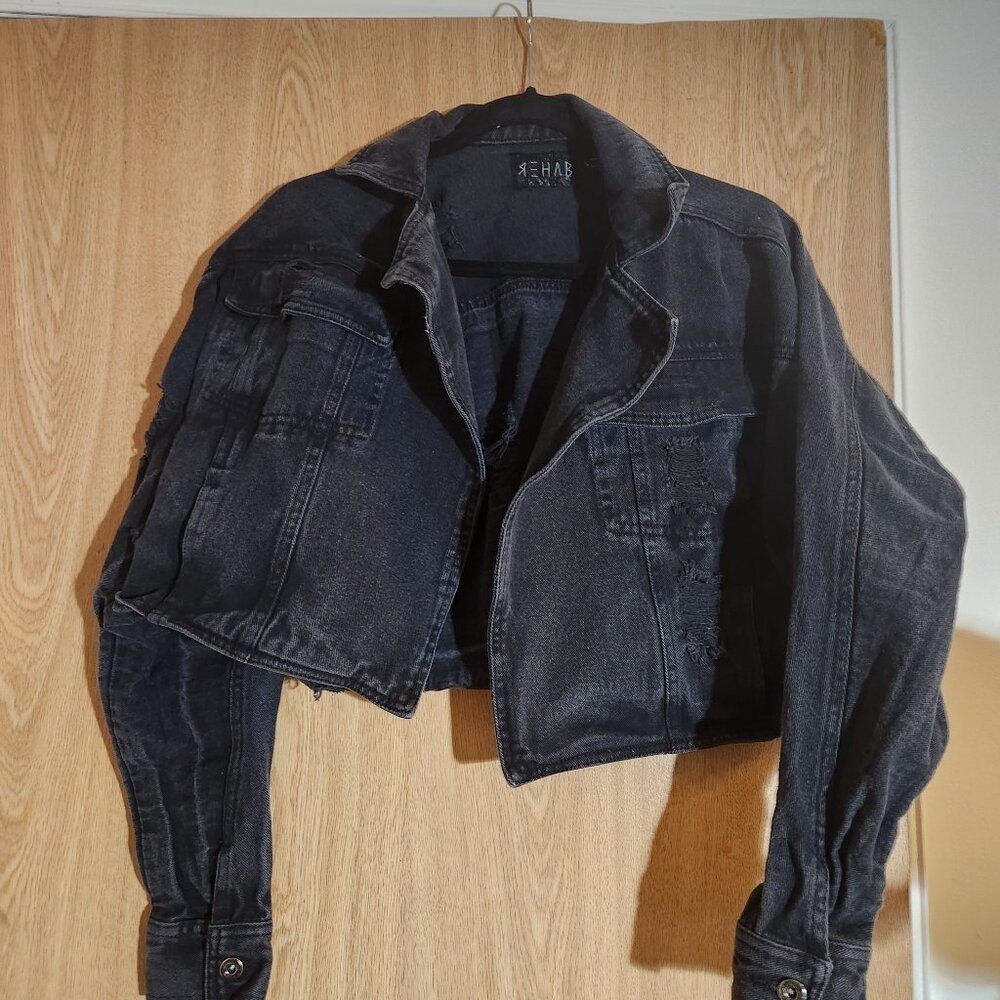 REHAB ripped short denim jacket, S size